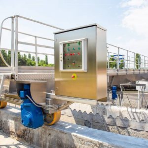 Tanks or reservoirs for aeration and purification or cleansing sewage liquid with sludge in modern wastewater treatment plant.